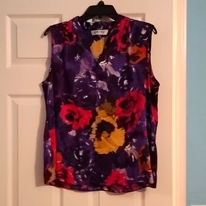 Kasper Pansy Floral Print Top Large